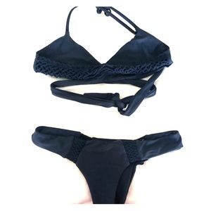 Frankies Bikinis Navy Blue Wrap Bikini